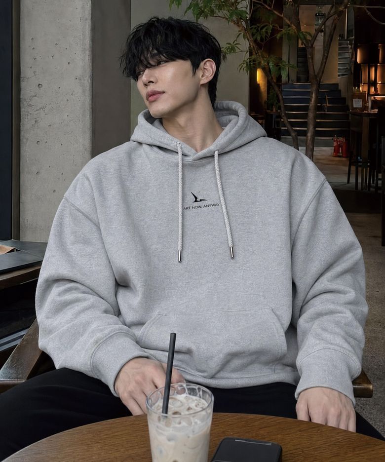 베트 미니멀 로고 오버핏 후드티 [GRAY]