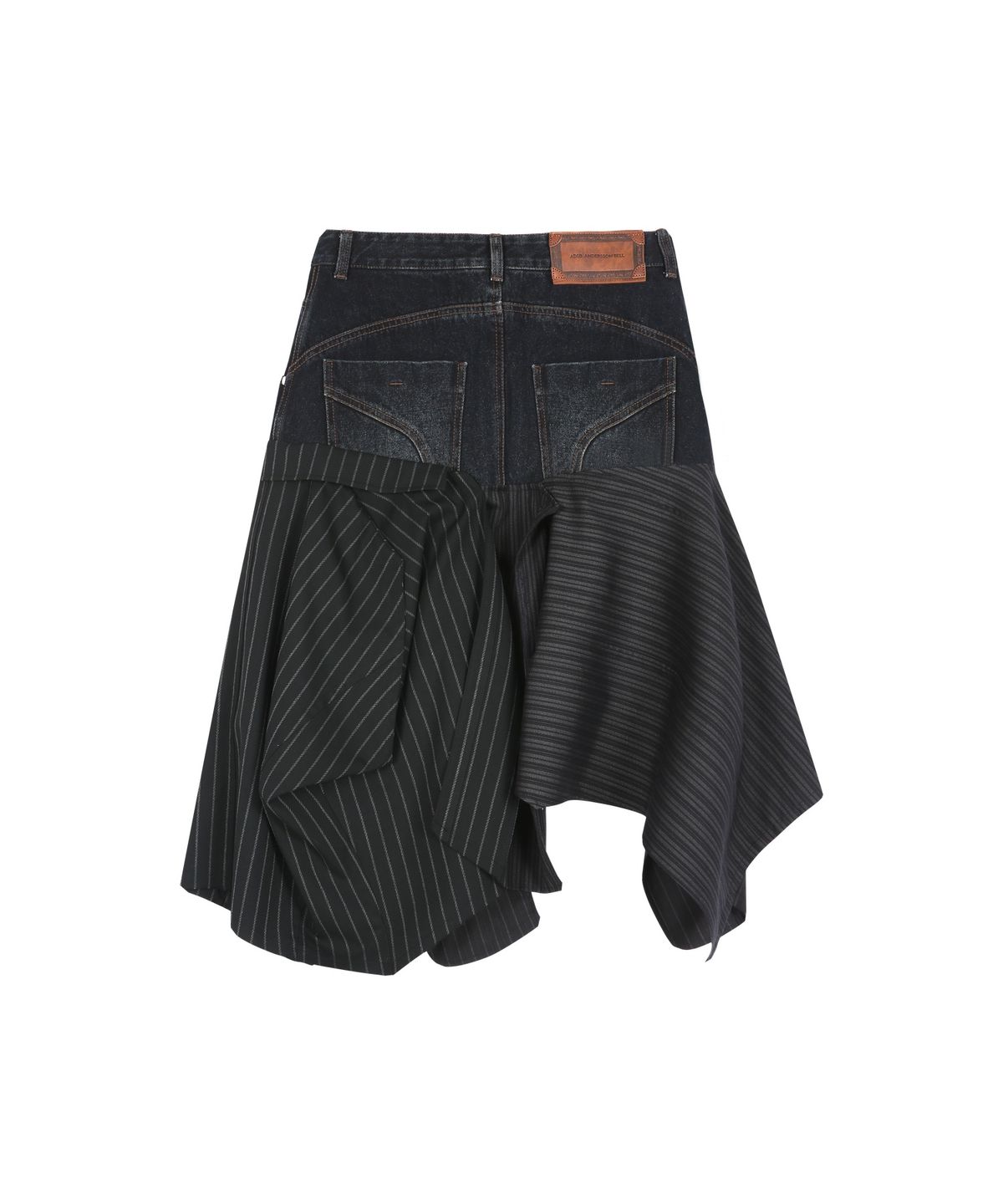 앤더슨벨(ADSB ANDERSSON BELL) REWORKED DENIM PANEL WRAP SKIRT (BLACK)