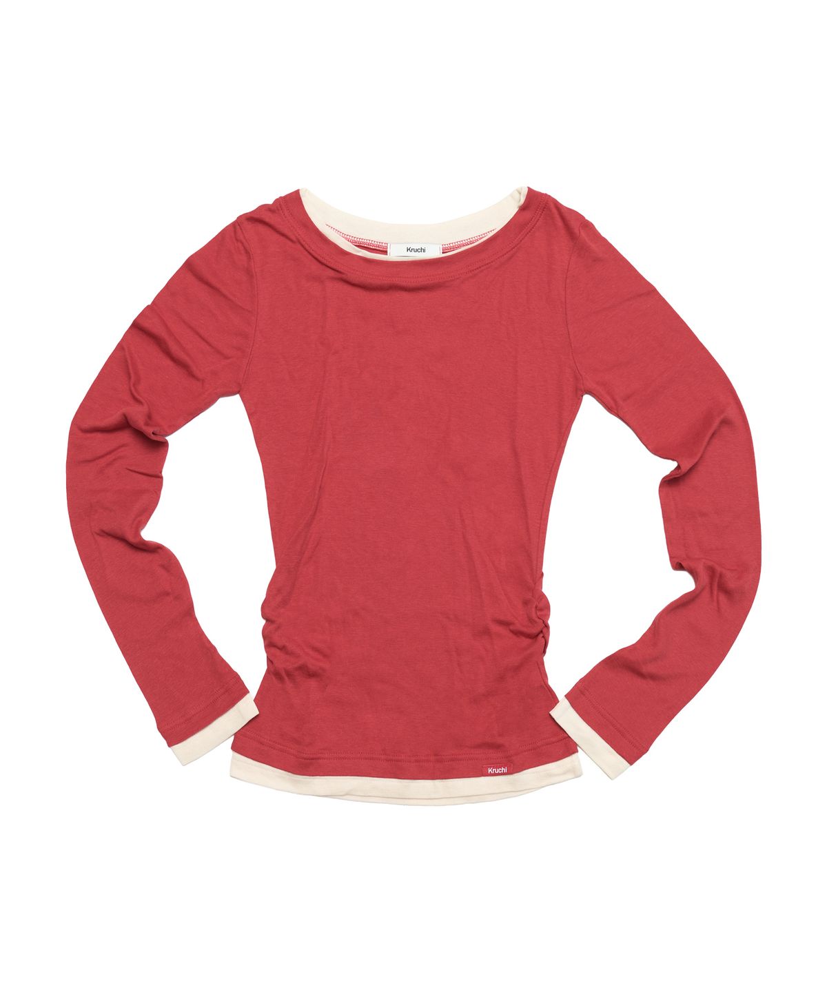 크루치(KRUCHI) Shirring Layered Top (RED) WOMENS