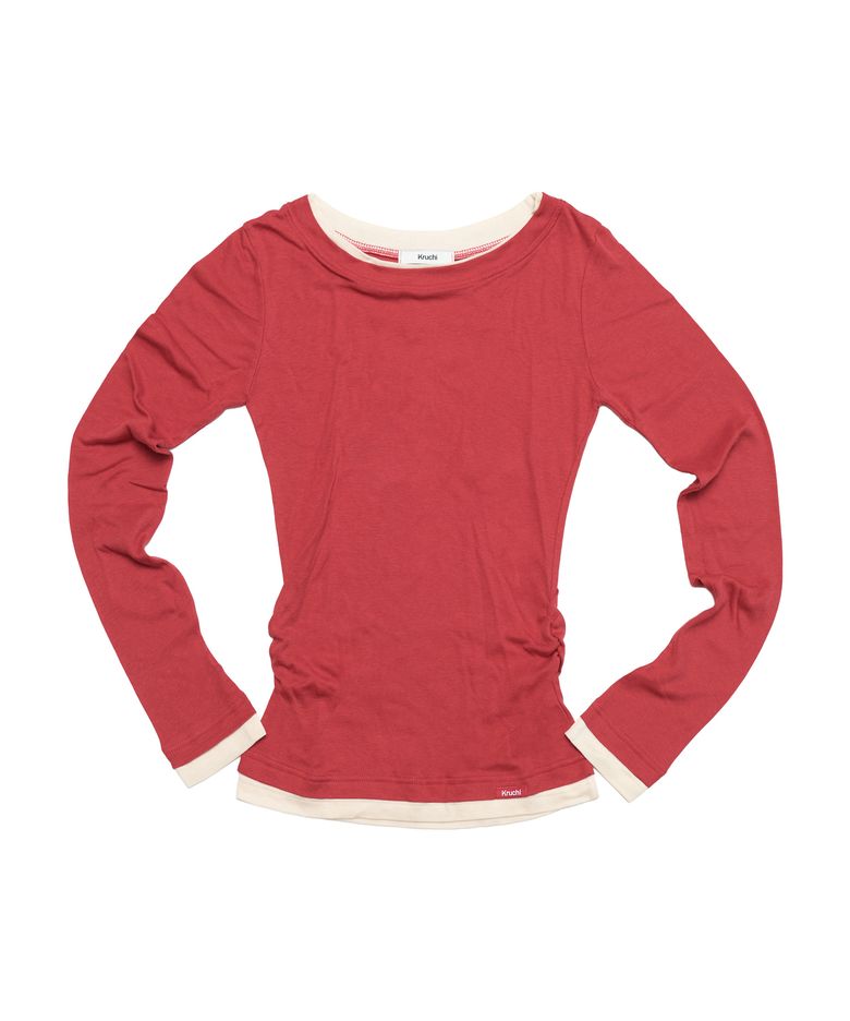 Shirring Layered Top (RED) WOMENS