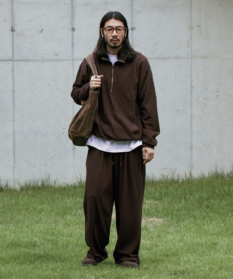 스판 골지 프리 셋업 브라운
