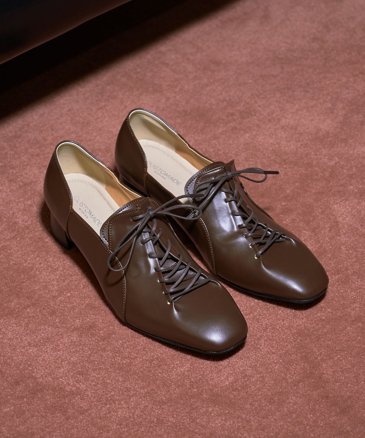 커스텀에이드 우먼(CUSTOMADE WOMAN) 마렌 스퀘어토 레이스업 힐 4cm (CW0112DBR)