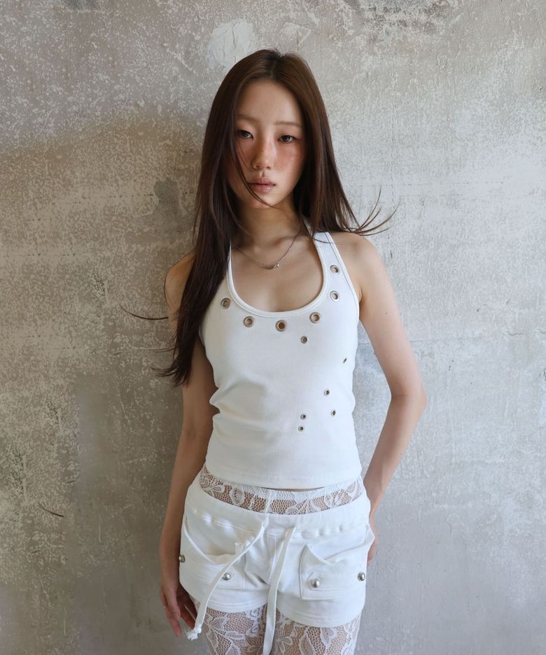 Eyelet Halterneck Sleeveless - White 