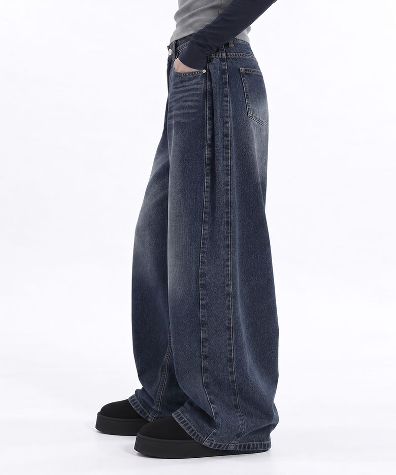 BTB : POEM PINTUCK BALLOON JEANS [STEEL BLUE]
