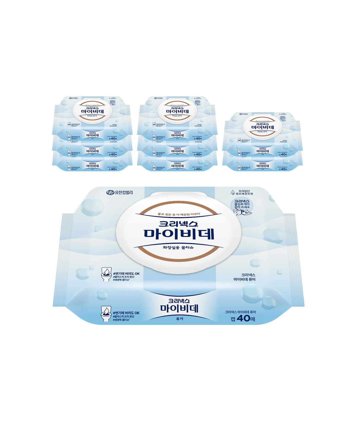 크리넥스(KLEENEX) 마이비데 퓨어 캡 40매x9팩