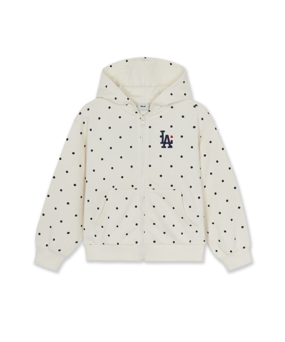 엠엘비 키즈(MLB KIDS) 스포티브 걸즈 도트 기모 후드집업 LA (Ivory)