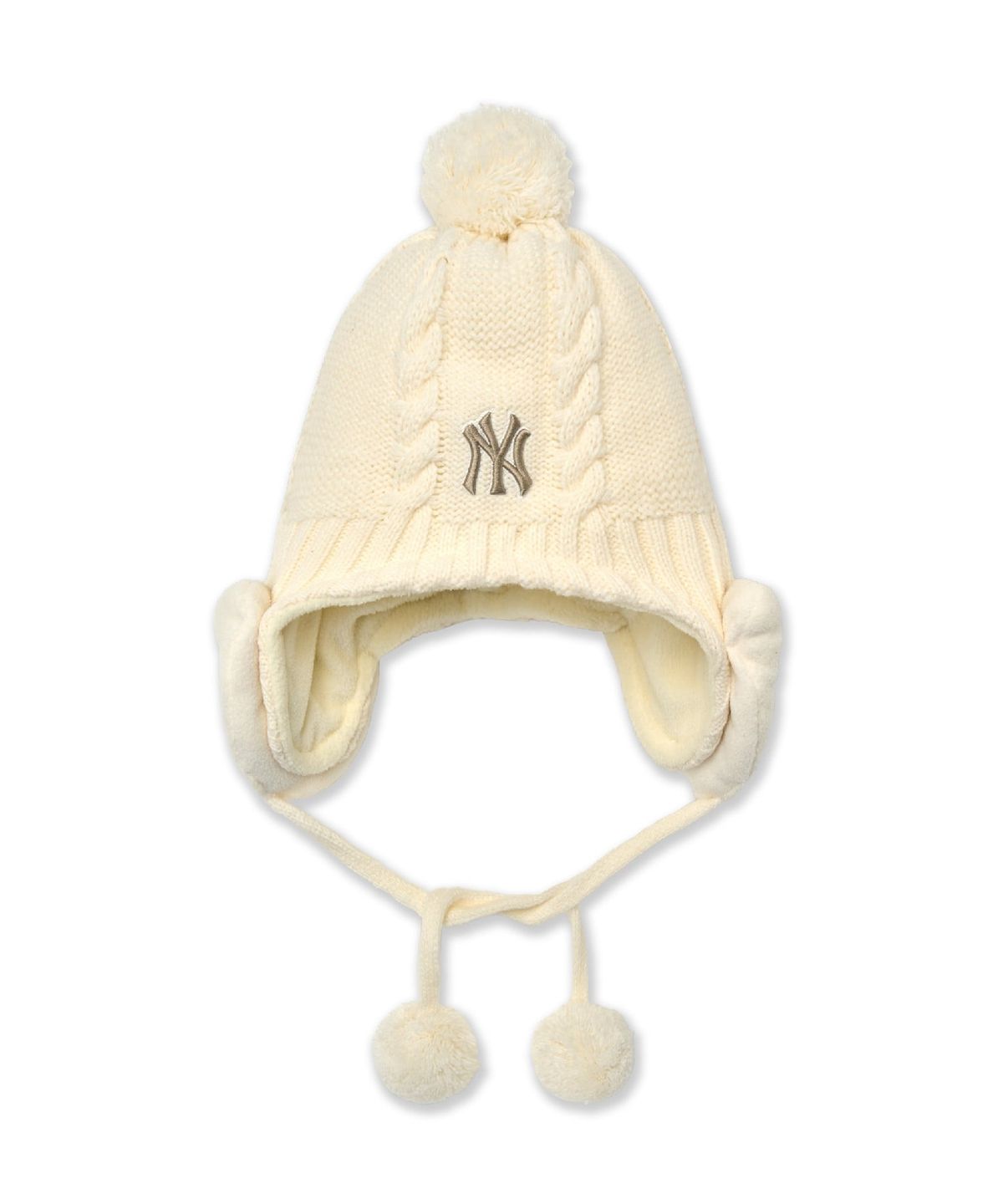 엠엘비 키즈(MLB KIDS) 메가베어 폼폼 이어플랩 비니 NY (D.Cream)