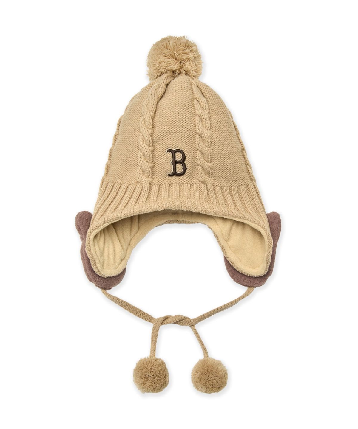 엠엘비 키즈(MLB KIDS) 메가베어 폼폼 이어플랩 비니 BOS (Beige)