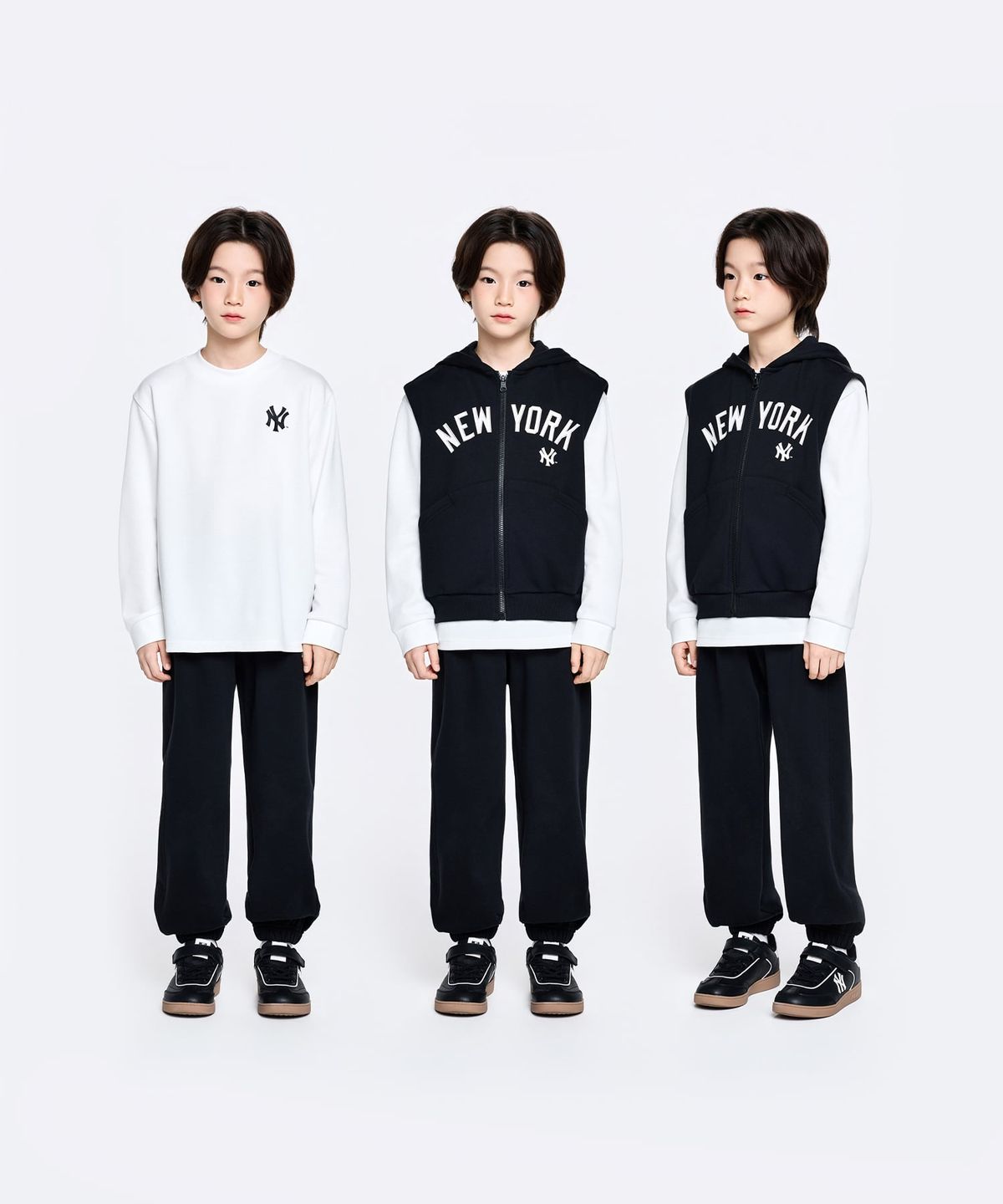 엠엘비 키즈(MLB KIDS) 스포티브 시그니처 베스트 후드집업 3P 세트 NY (Black)