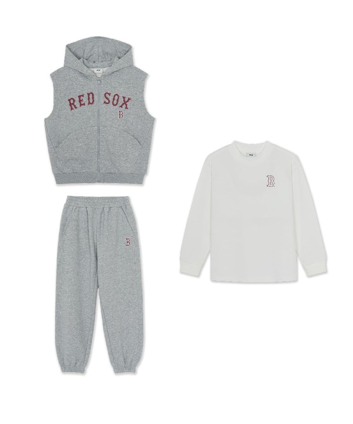 엠엘비 키즈(MLB KIDS) 스포티브 시그니처 베스트 후드집업 3P 세트 BOS (Melange Grey)