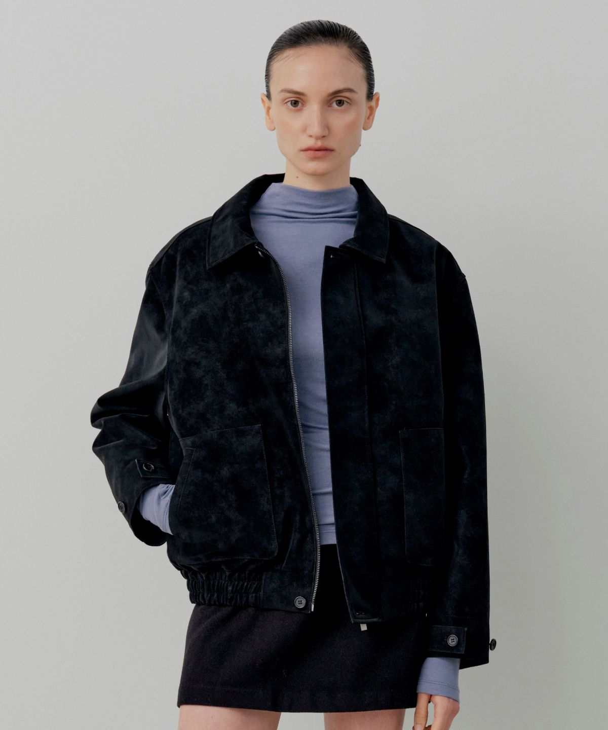 르세지엠(LESEIZEME) Classic Suede Blouson Jacket - Black