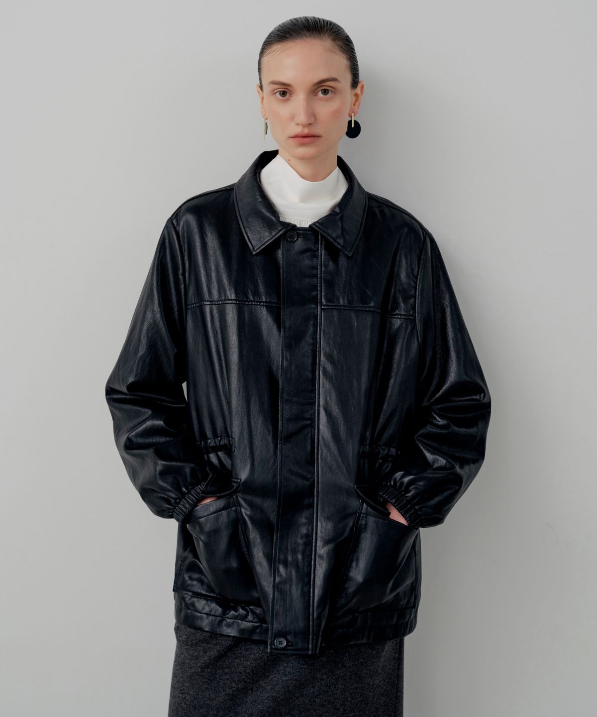 르세지엠(LESEIZEME) Classic Half Leather Jacket - Black