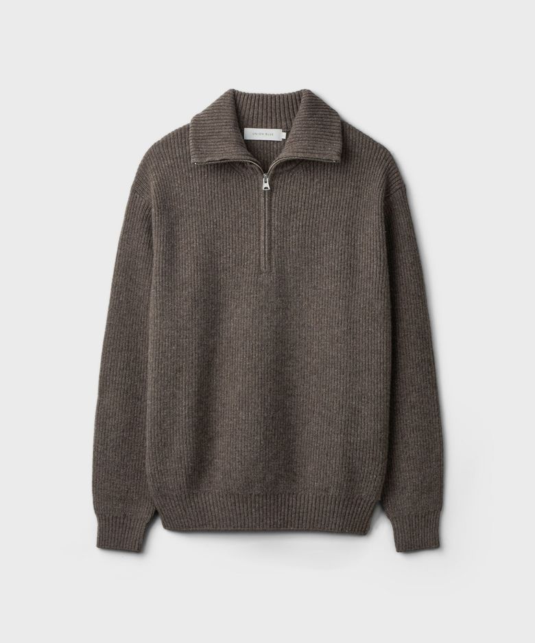ASPEN HALF ZIP-UP SWEATER [MELANGE BROWN]