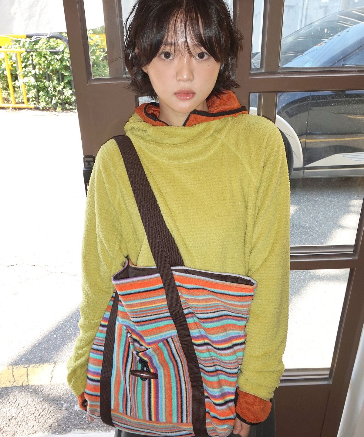 샐볼(SALBOL) FLEECE LUZCO BAG [ORANGE STRIPE]