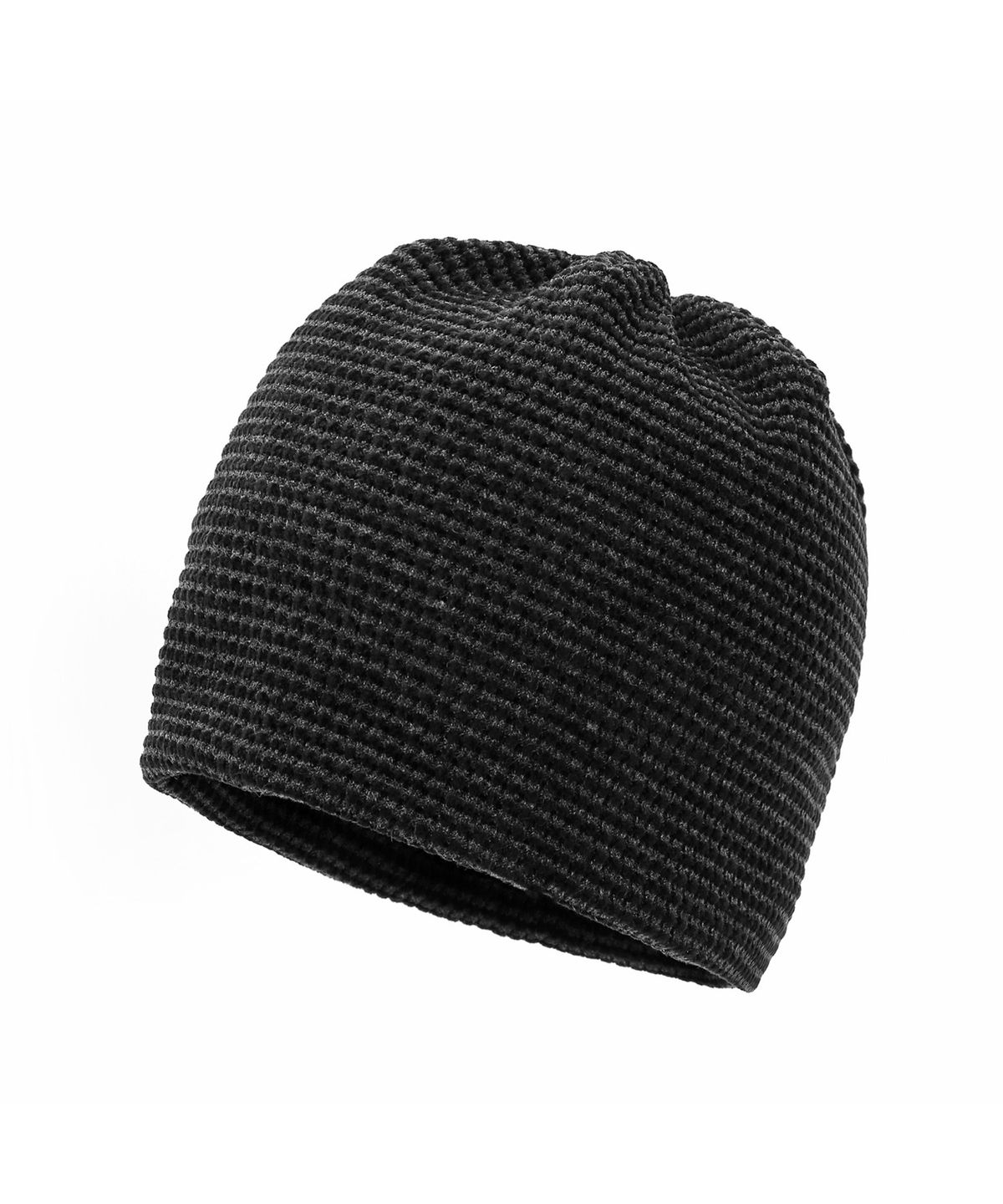 언더컨트롤(UNDERCONTROL) 모노톤 스트라이프 와플 니트 방한 숏비니 NO CUFF THICK WINTER HAT / BRUSHED BLOCK / CHARCOAL BLACK