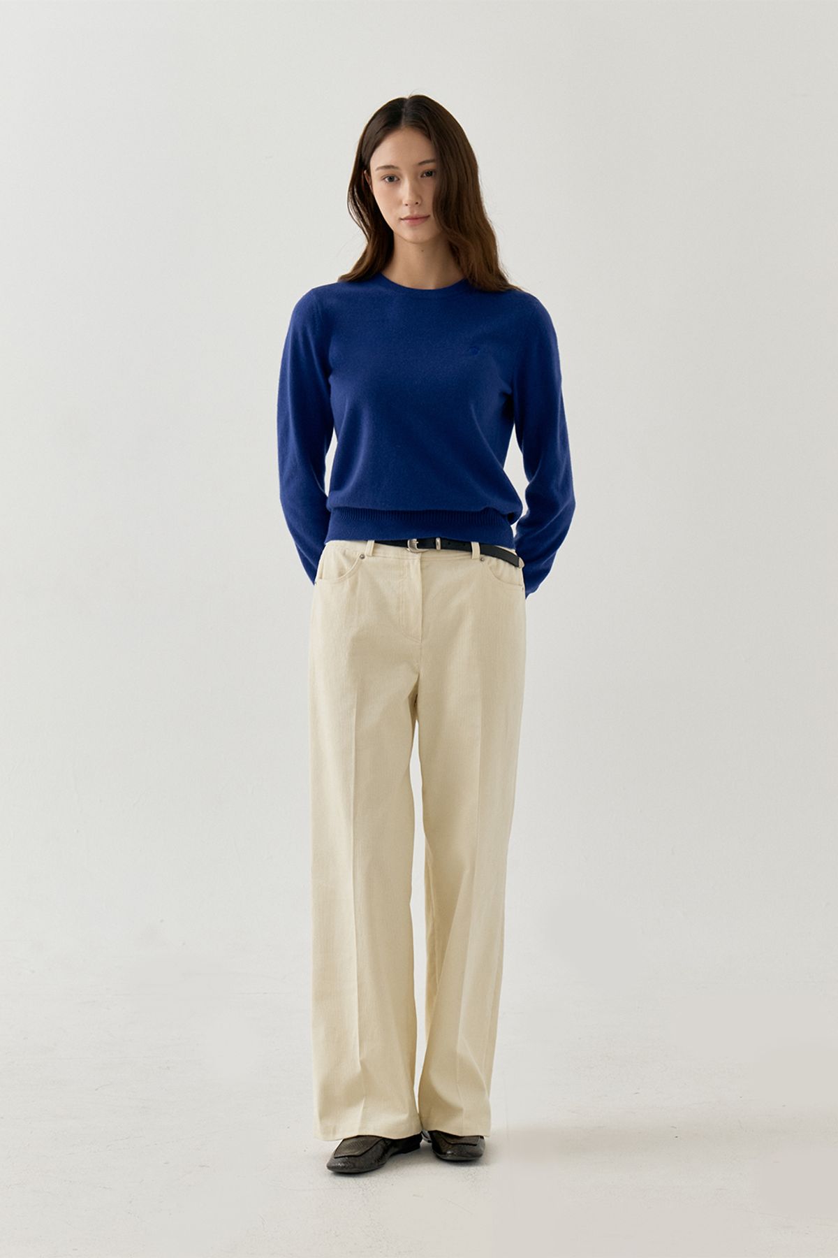 르몽생미셸(LE MONT ST MICHEL) Corduroy Semi Wide Pants_Ivory