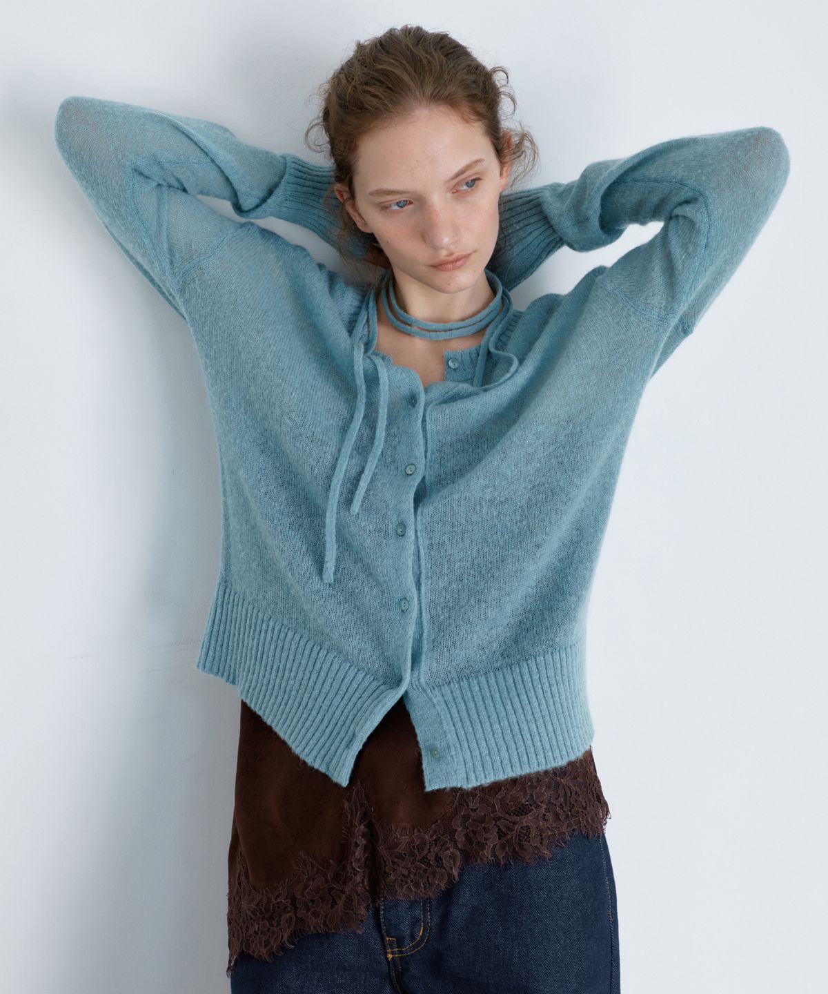 유라고(URAGO) Alpaca wool blend cardigan_Mint