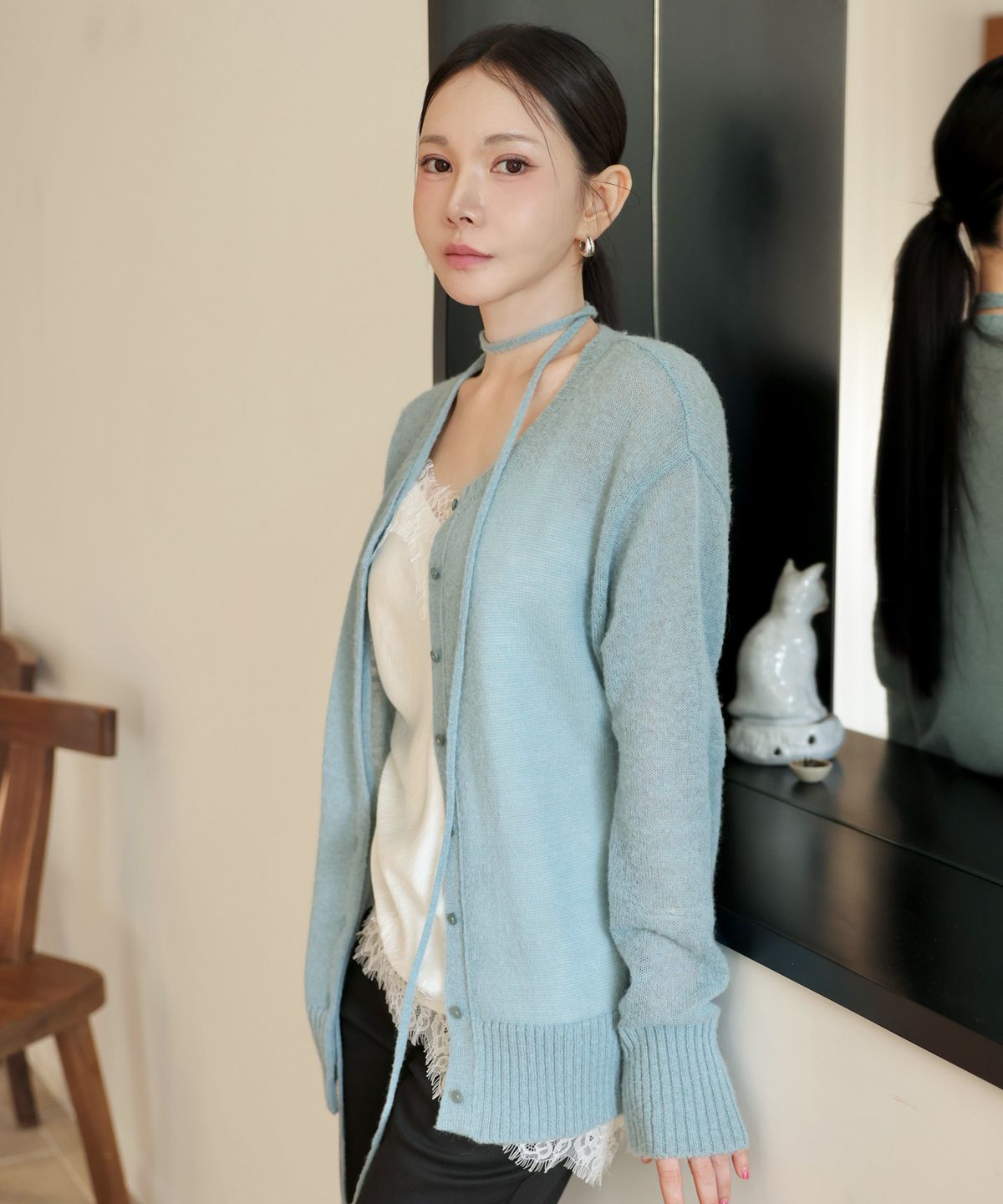 유라고(URAGO) Alpaca wool blend cardigan_Mint