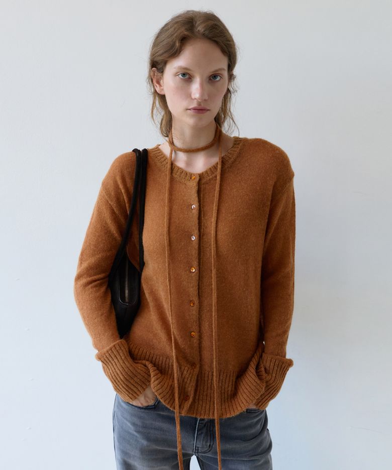 [앨리스 펑크X유라고] Alpaca wool blend cardigan_Brick