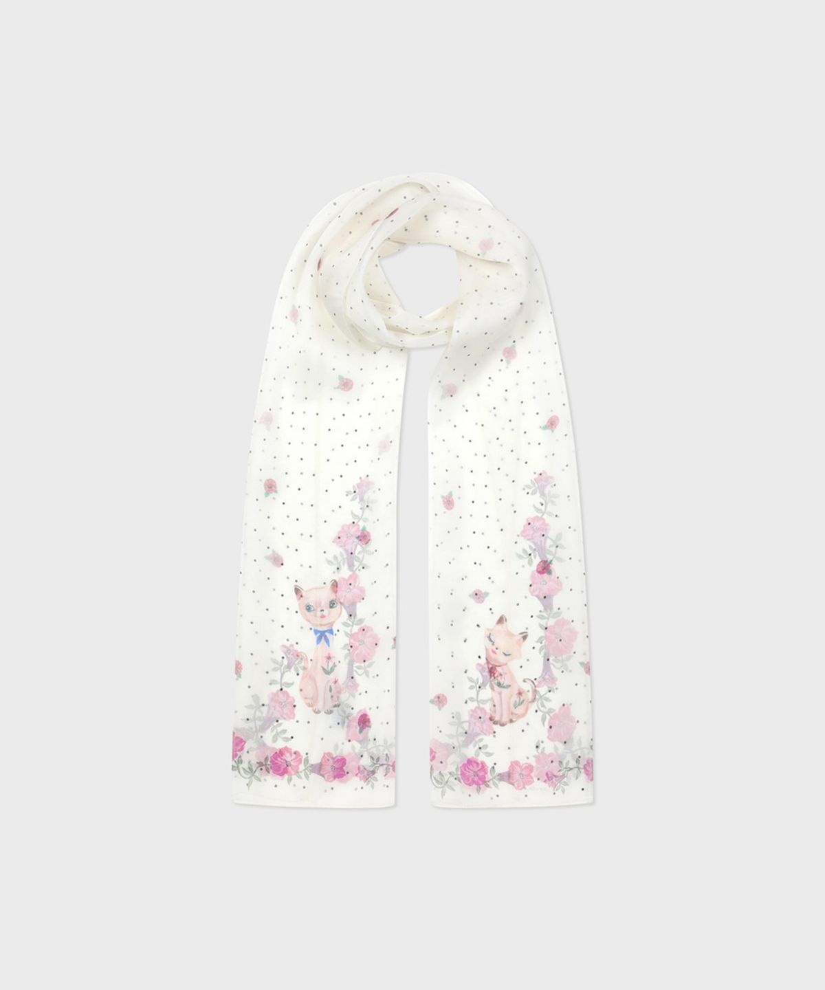 삭스어필(SOCKS APPEAL) NAT chiffon silk long scarf rose kitty