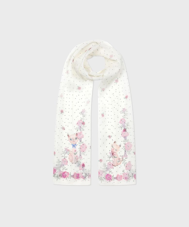NAT chiffon silk long scarf rose kitty