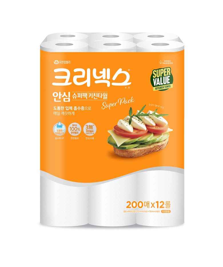 안심 키친타월 슈퍼팩 200매x12롤