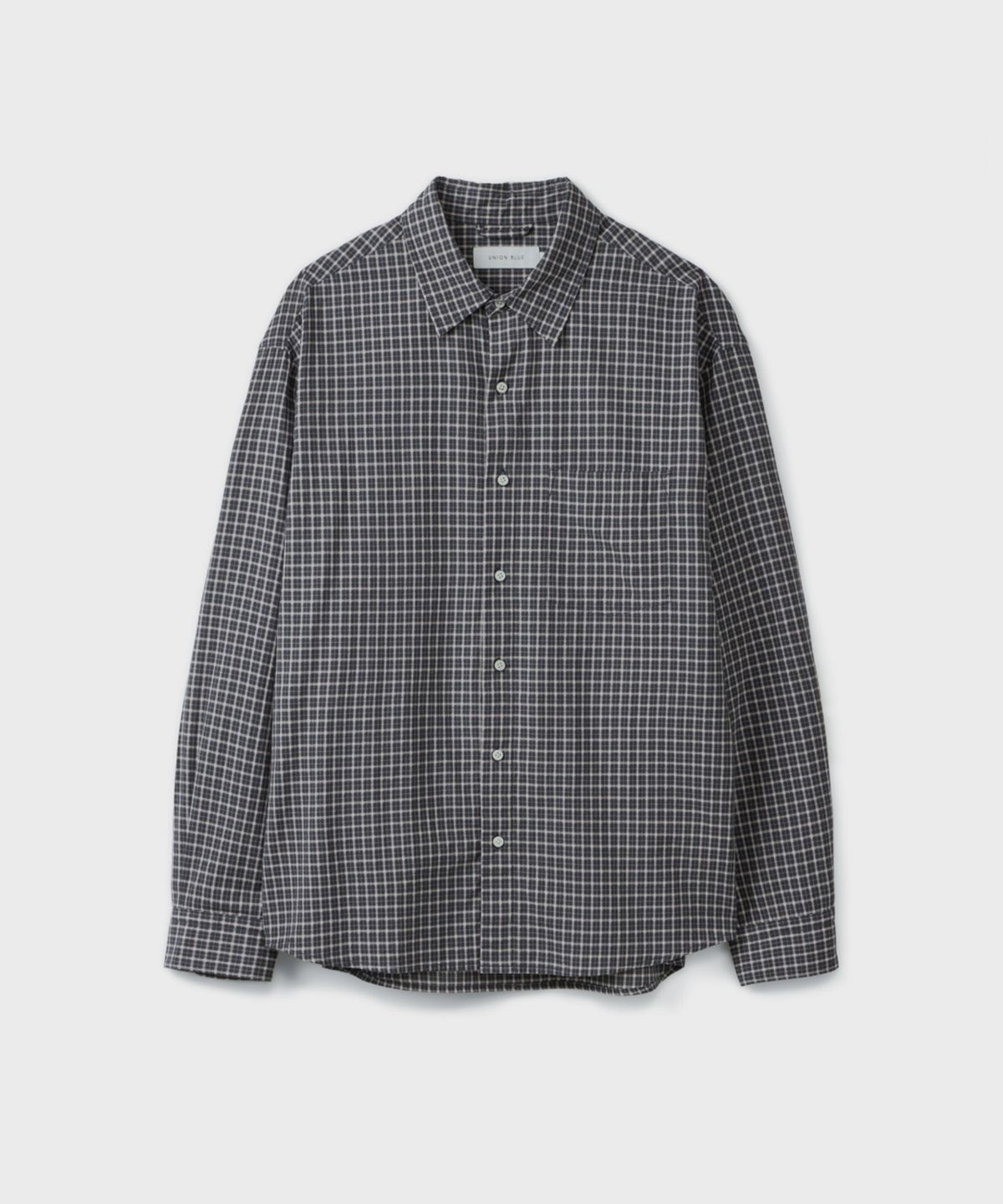 유니온블루(UNION BLUE) SEMI CROP SMALL CHECK SHIRT [BLACK PINK]