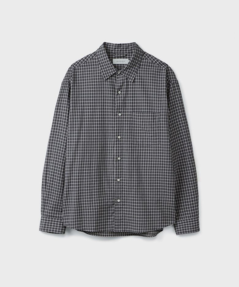 SEMI CROP SMALL CHECK SHIRT [BLACK PINK]