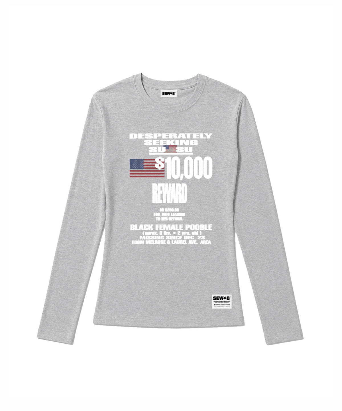 쏘비(SEW-B) 세미크롭 US 1000 White 긴팔티 [그레이 멜란지]
