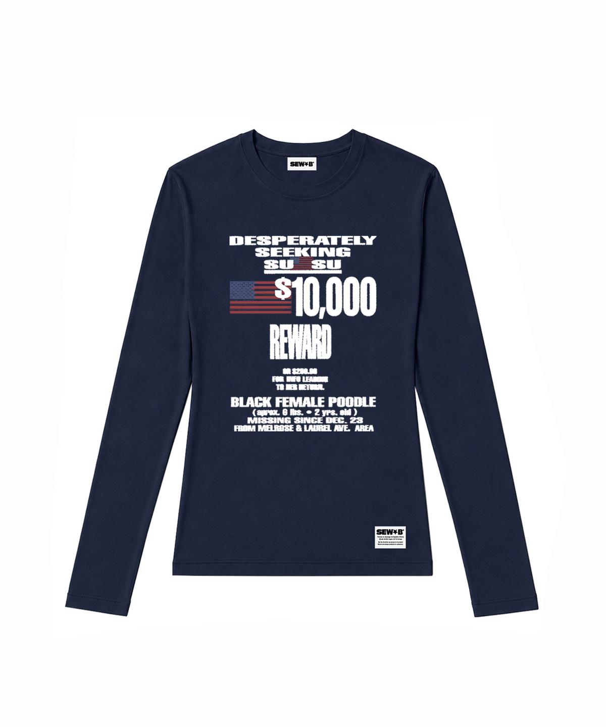 쏘비(SEW-B) 세미크롭 US 1000 White 긴팔티 [네이비]