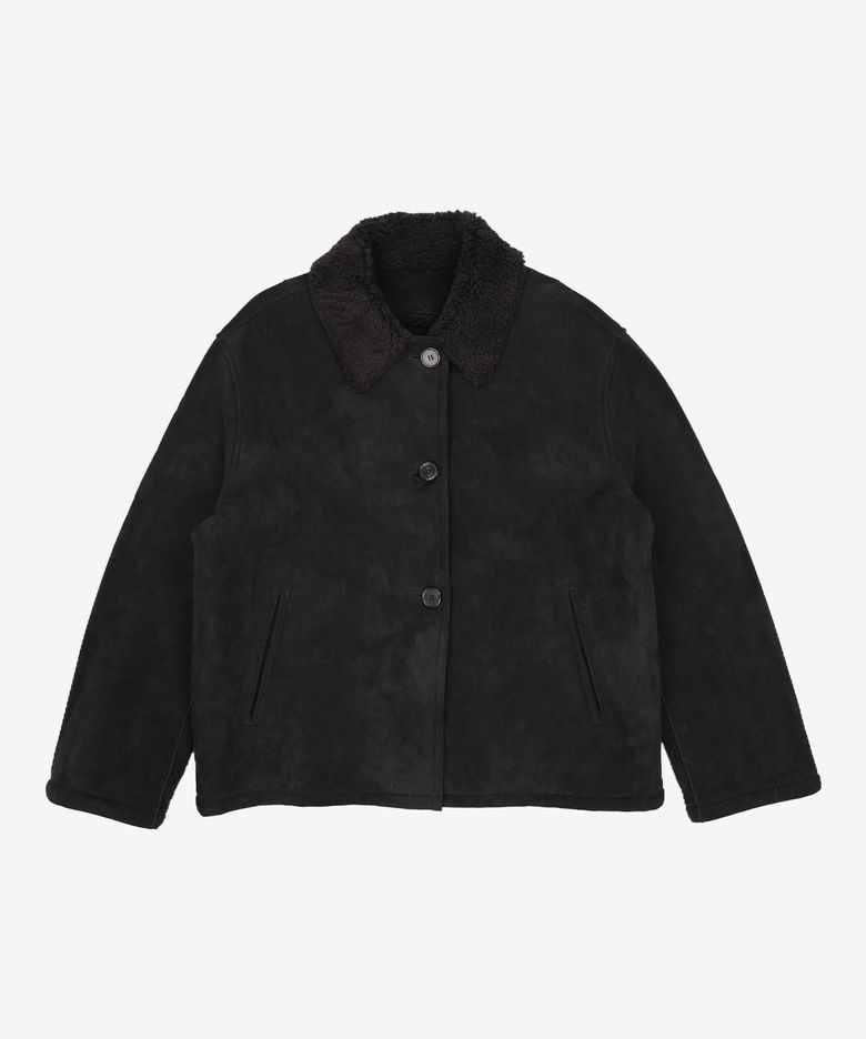 3-BUTTON SUEDE SHEARLING JACKET S