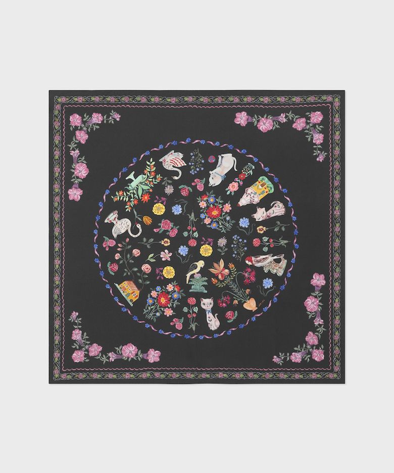 NAT silk scarf curious garden