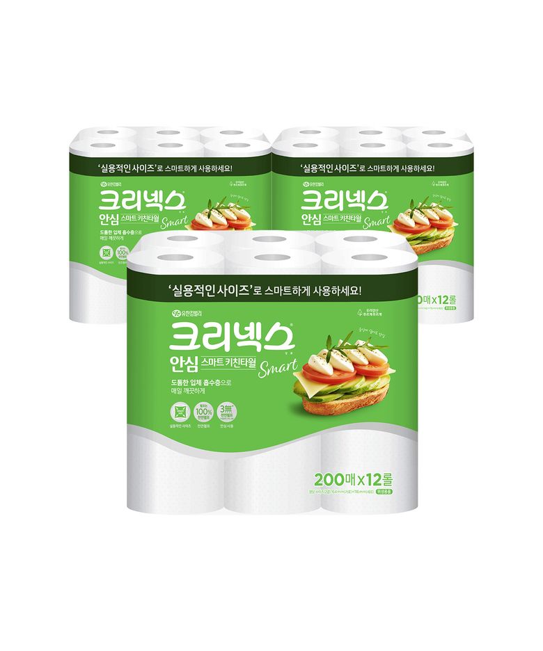 안심 스마트 키친타월 200매x12롤X3개