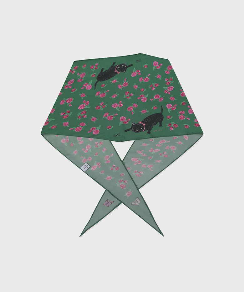 NAT silk diamond scarf rose black cat