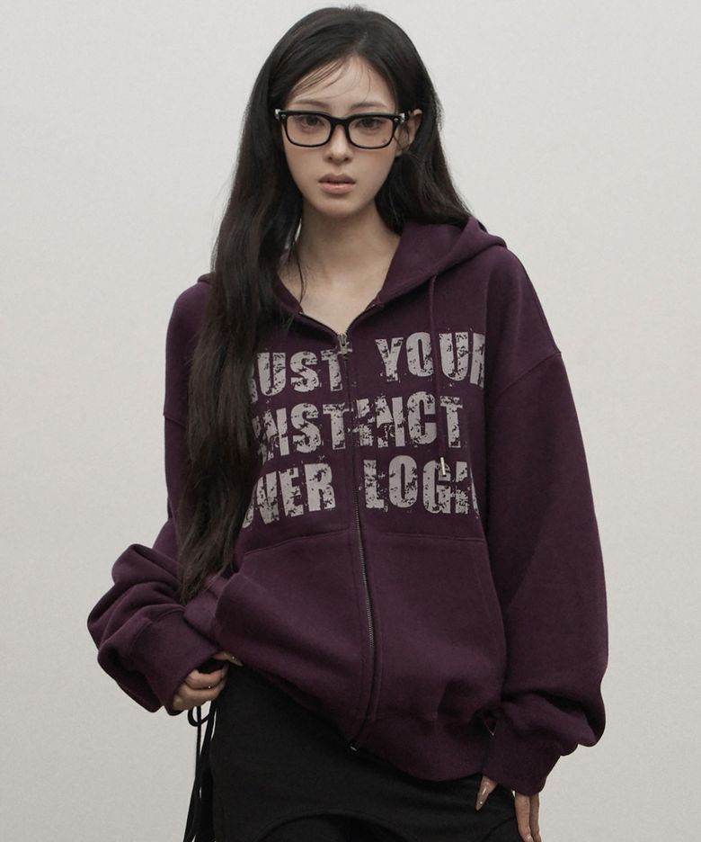 Cracked Graphic Hood Zip-up (purple)