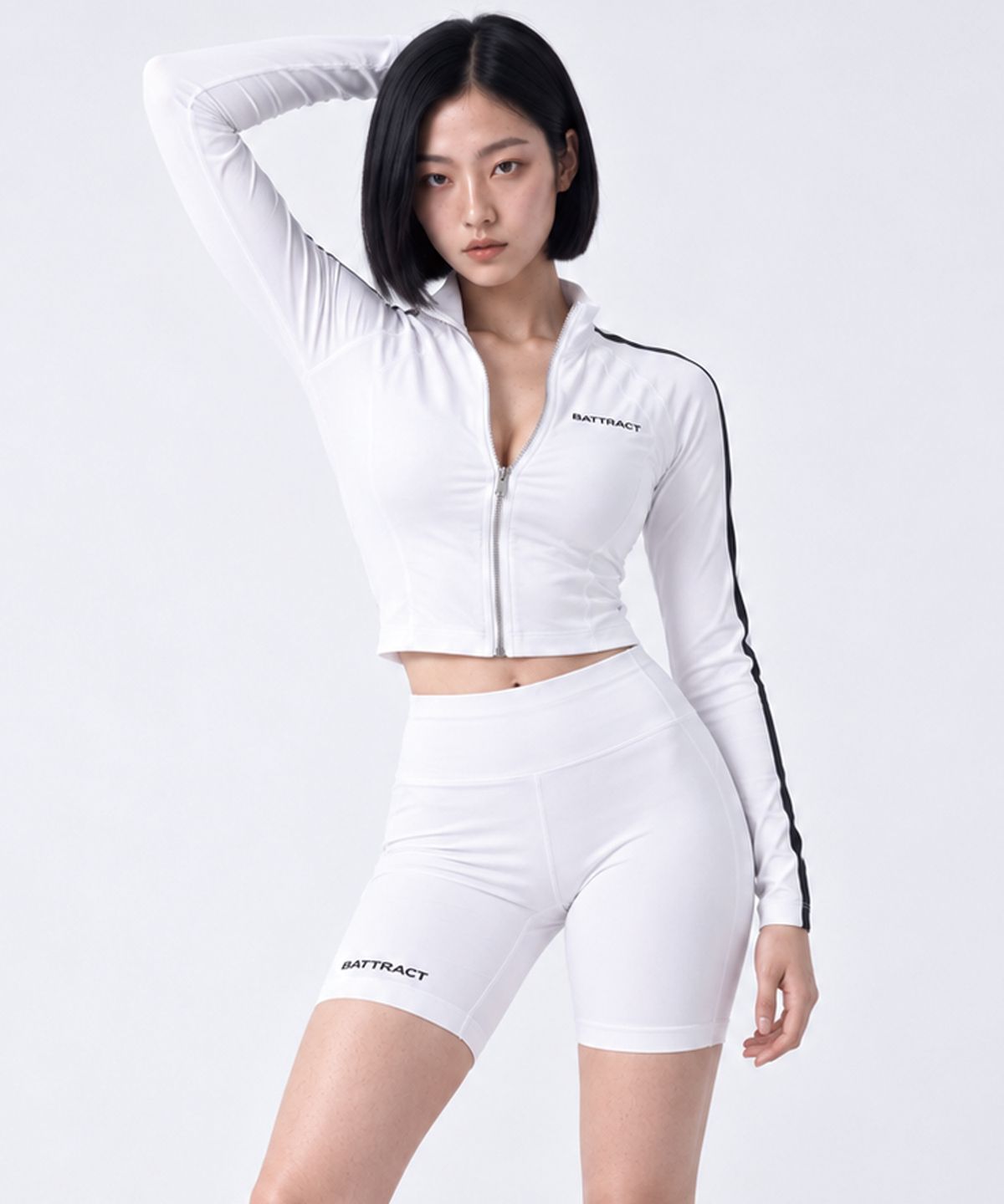 베트랙트(BATTRACT) 우먼스 트랙라인 퍼포먼스 긴팔 집업 [WHITE]