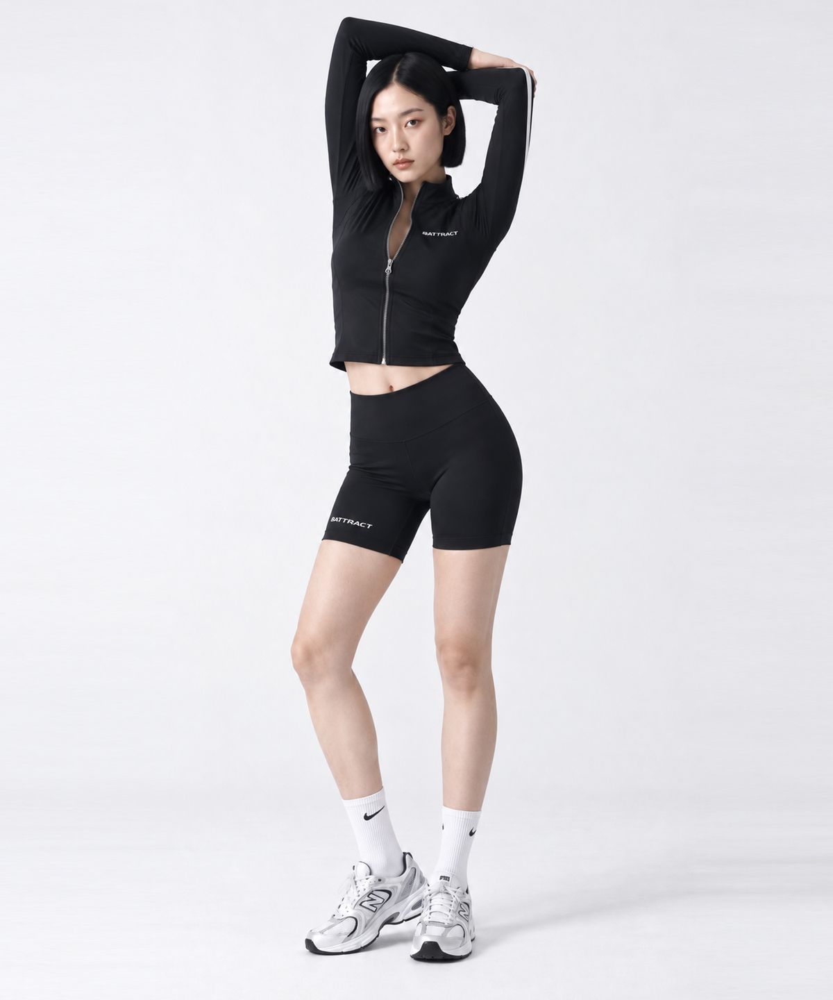 베트랙트(BATTRACT) 우먼스 트랙라인 퍼포먼스 긴팔 셋업 [BLACK]