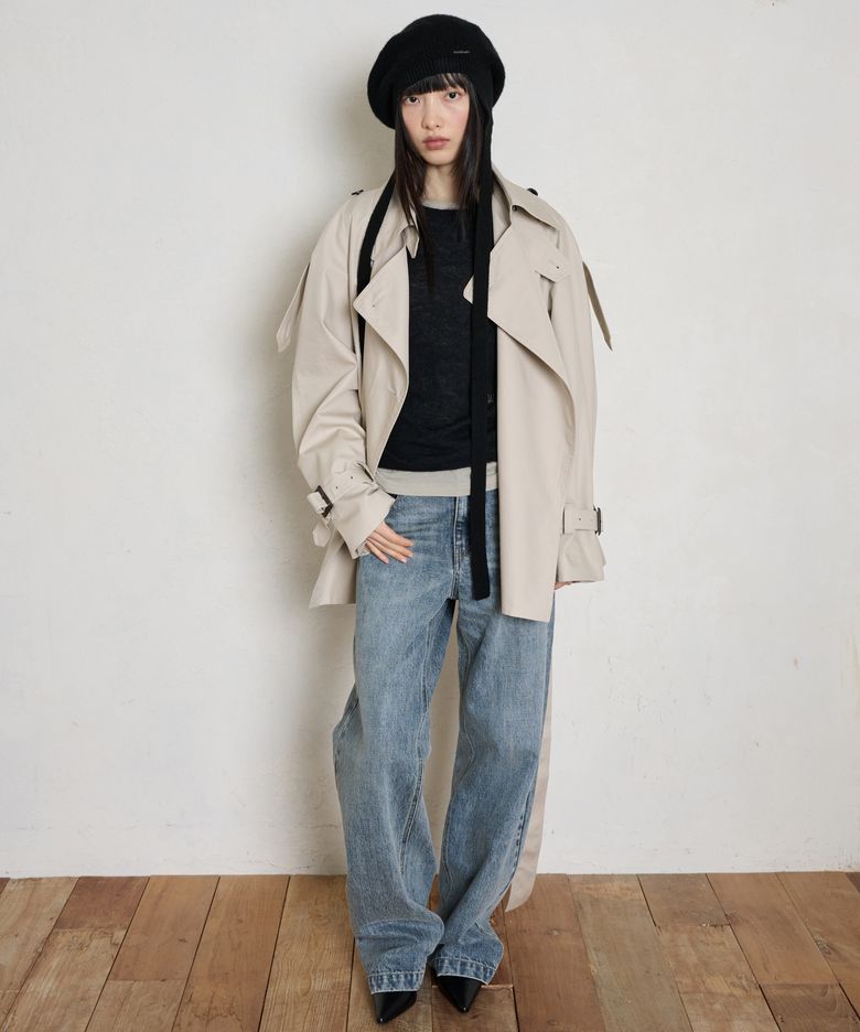 Buckle Detail Denim Pants_Grayish Blue
