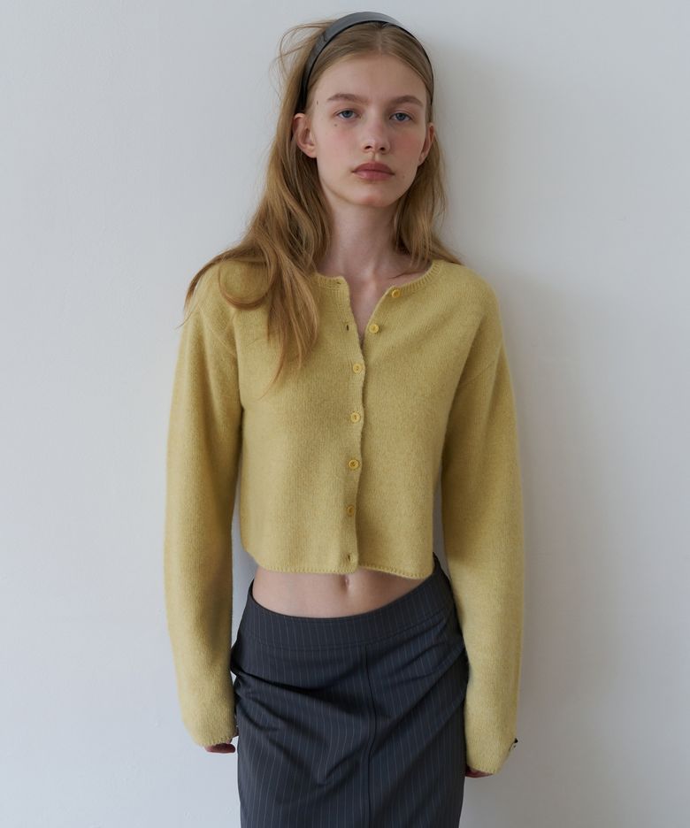 RACCOON SEMI-CROP CARDIGAN_BUTTER YELLOW
