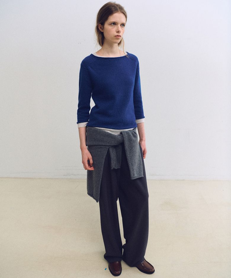 layered roll knit (blue)