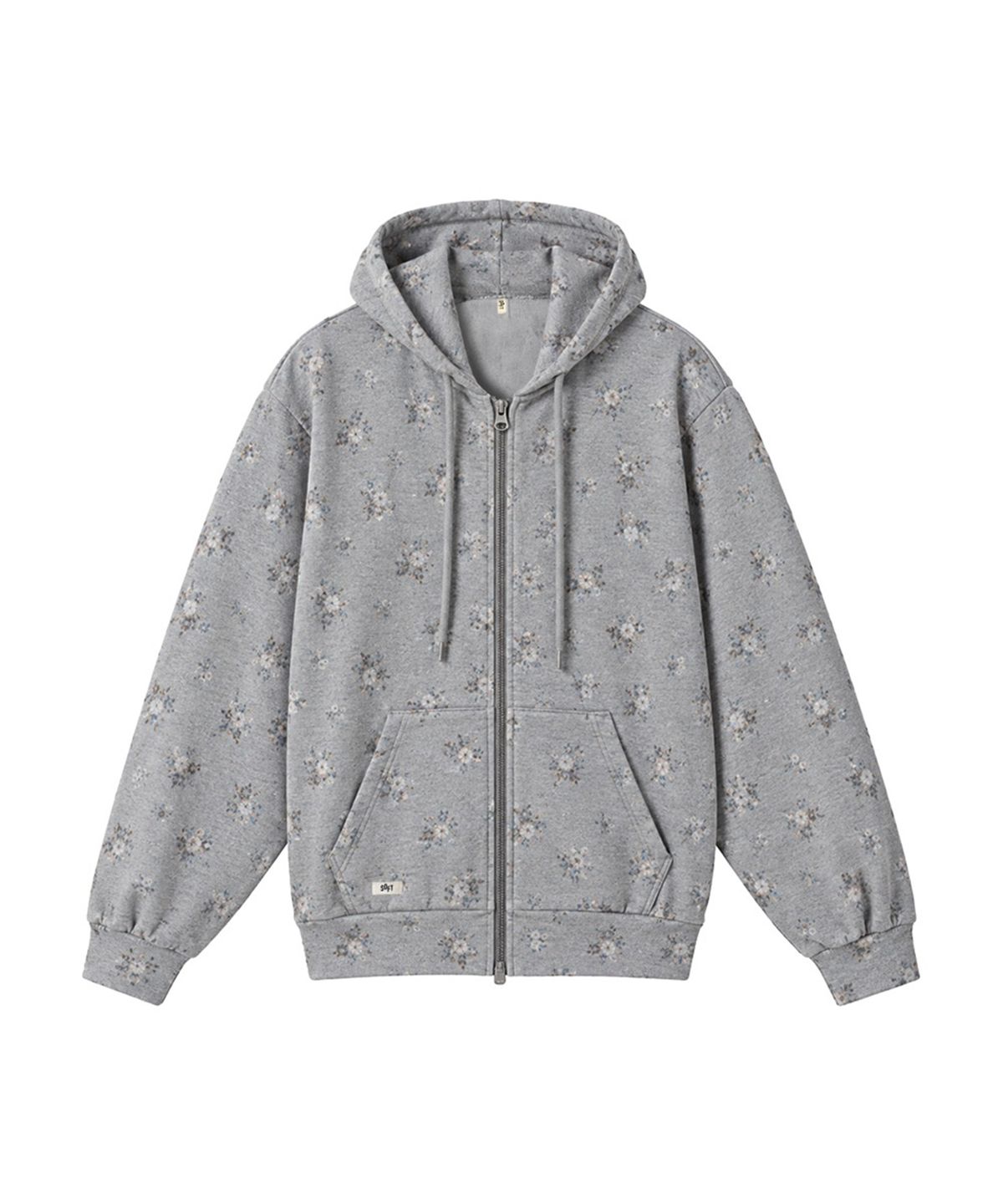 소프트서울(SOFT SEOUL) FLORAL ZIP-UP HOODY_MELANGE GREY