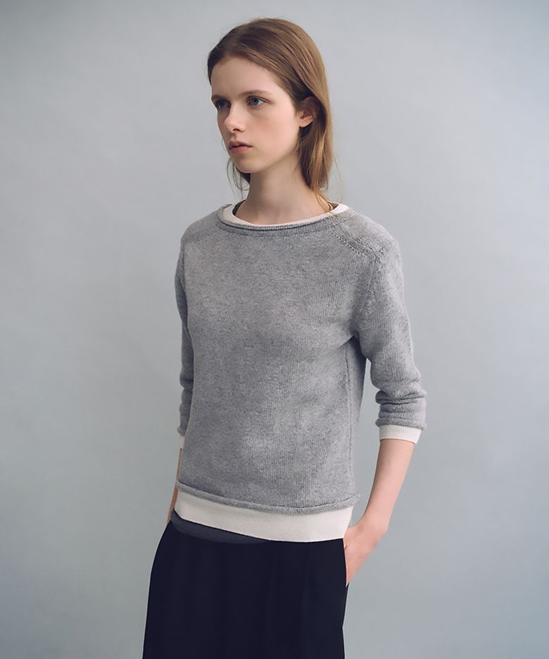 layered roll knit (light grey)