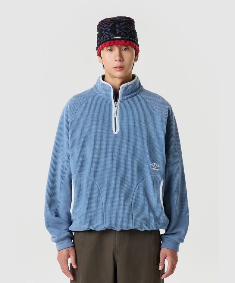 그리드 플리스 쿼터 집업 블루 UR421CFSO2