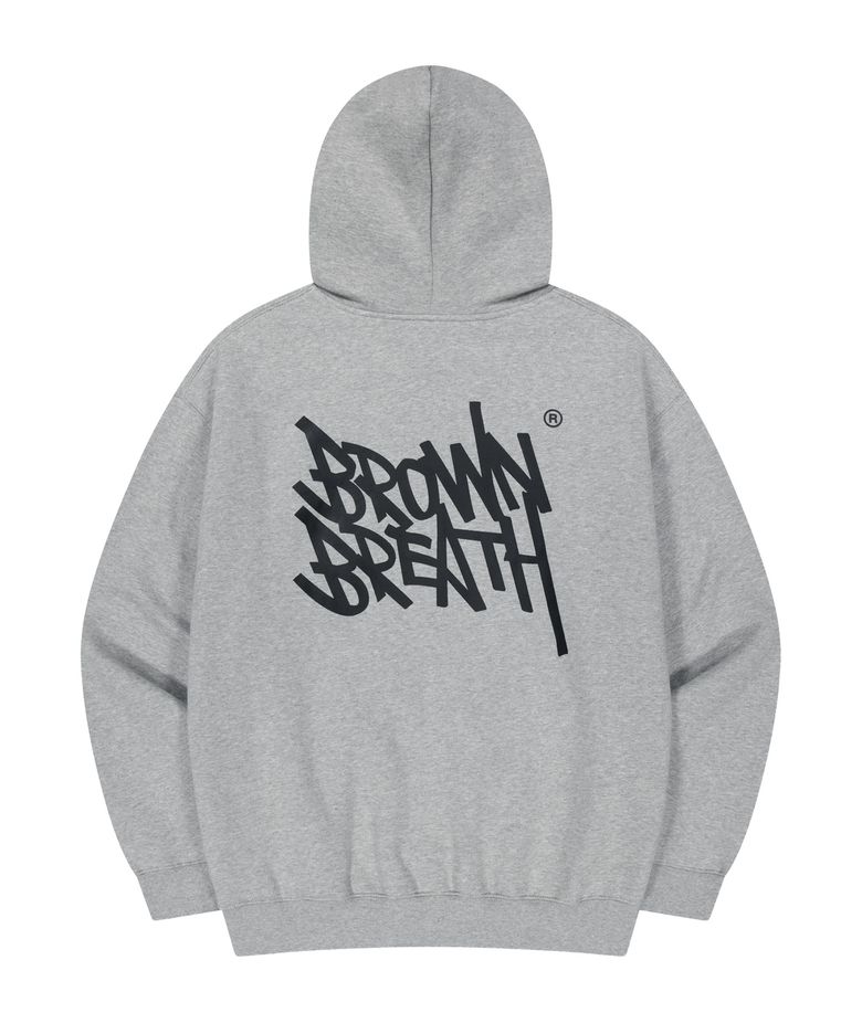 TAG HOOD ZIP UP - MELANGE GREY