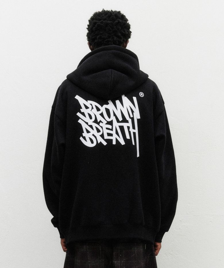 TAG HOOD ZIP UP - BLACK