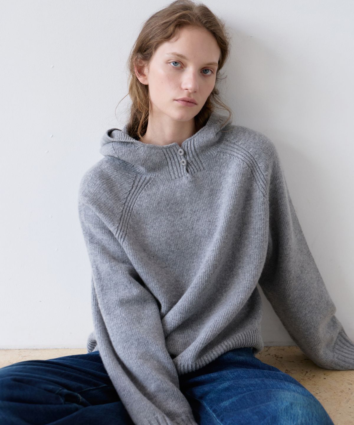 유라고(URAGO) Wholegarment button hood knit