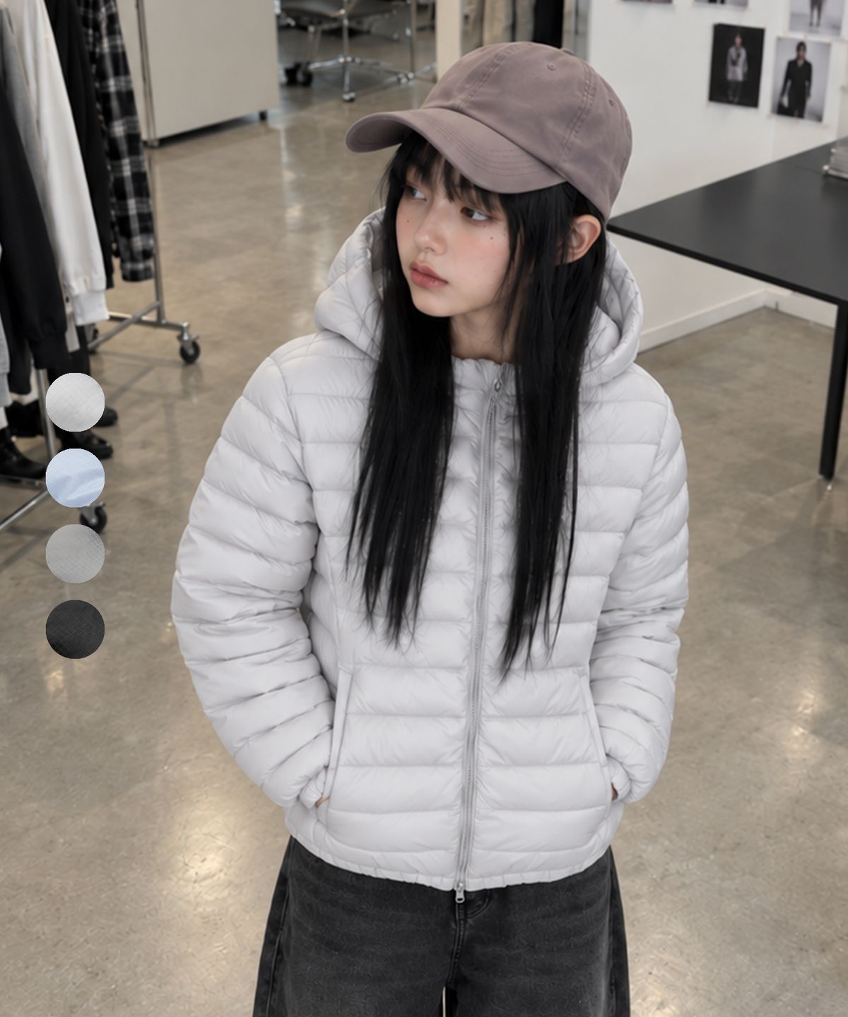 스탠다드에러(STANDARDERROR) 87-STAN350 고스트 쉘 후드 디테처블 크롭 경량 숏패딩 (4color)