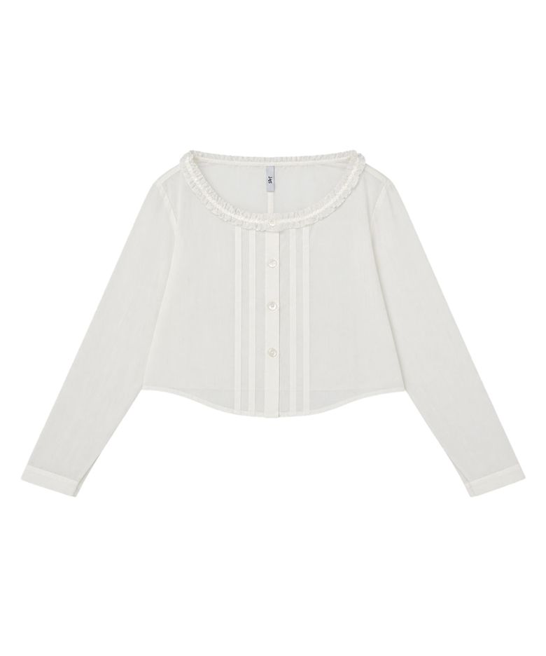 COTTON GAUZE PIN TUCK BLOUSE_WHITE