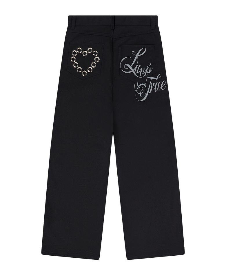 RL EYELET BASIC PANTS(BLACK)