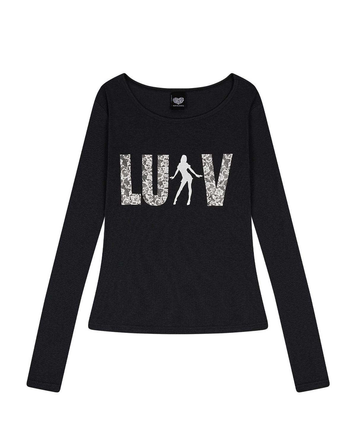 러브이즈트루(LUVISTRUE) RL LACE LUV SLEEVE TEE(BLACK)